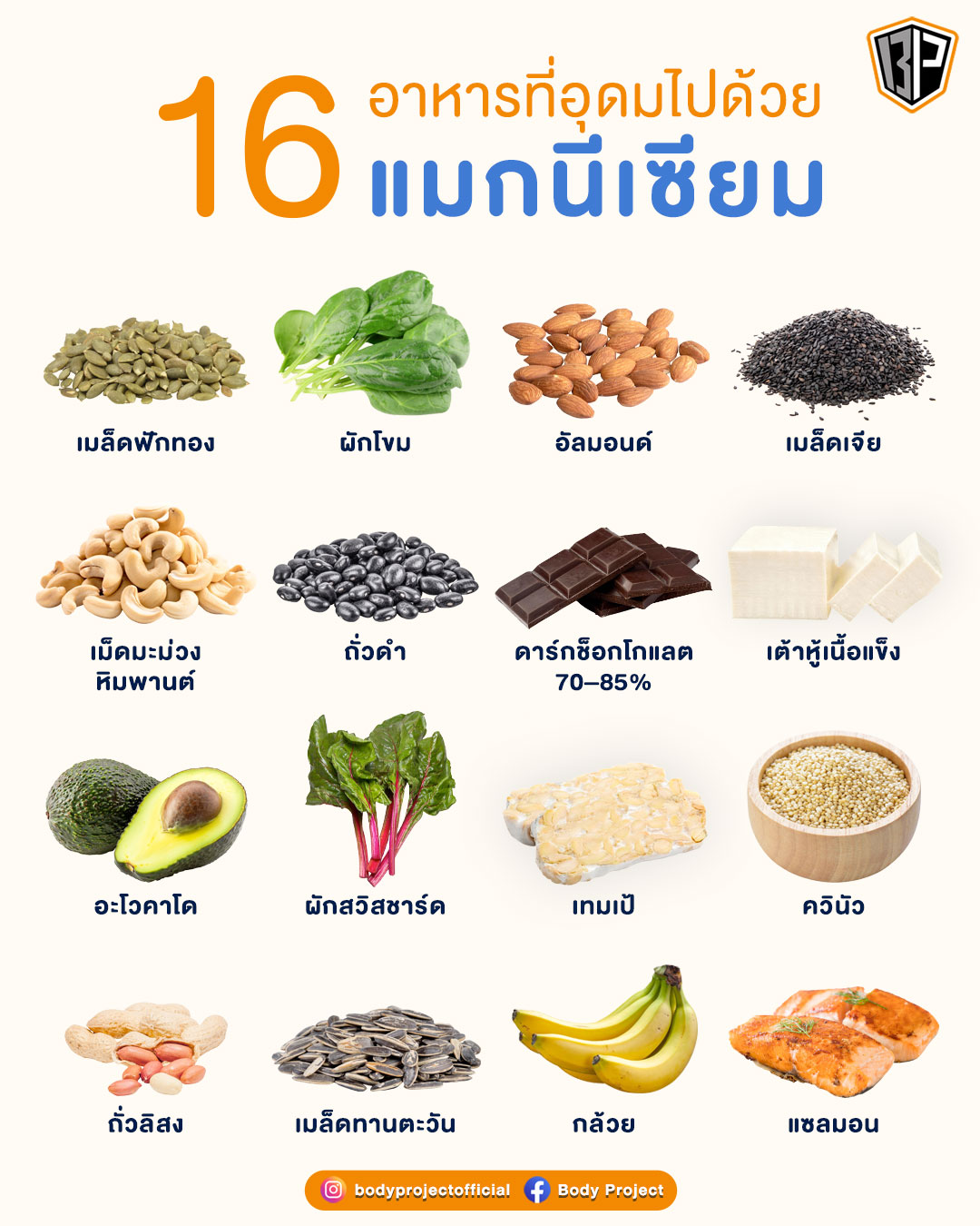 16 อาหารที่อุดมไปด้วยแมกนีเซียม